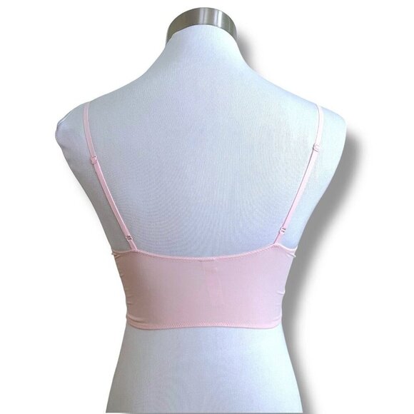 Josie Natori Womens Bralette Sz 34 Pink Sheer Floral Lace Wire Free Wireless Bra - Picture 5 of 7